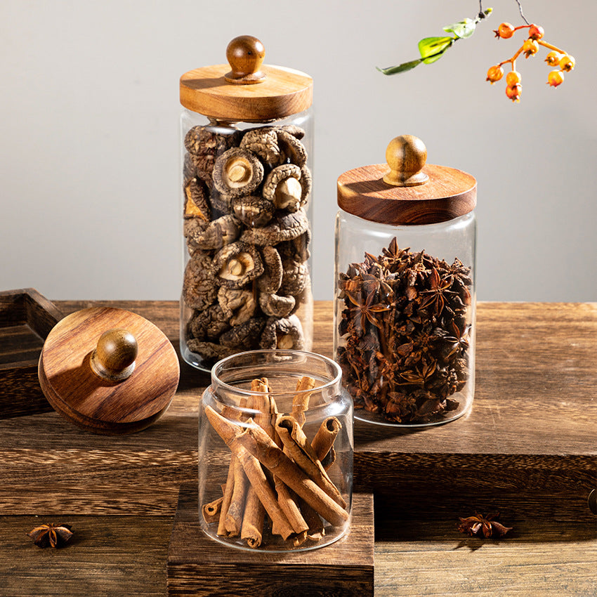 Bocal Signature en Bois & Borosilicate – L'Art d'Organiser sa Cuisine